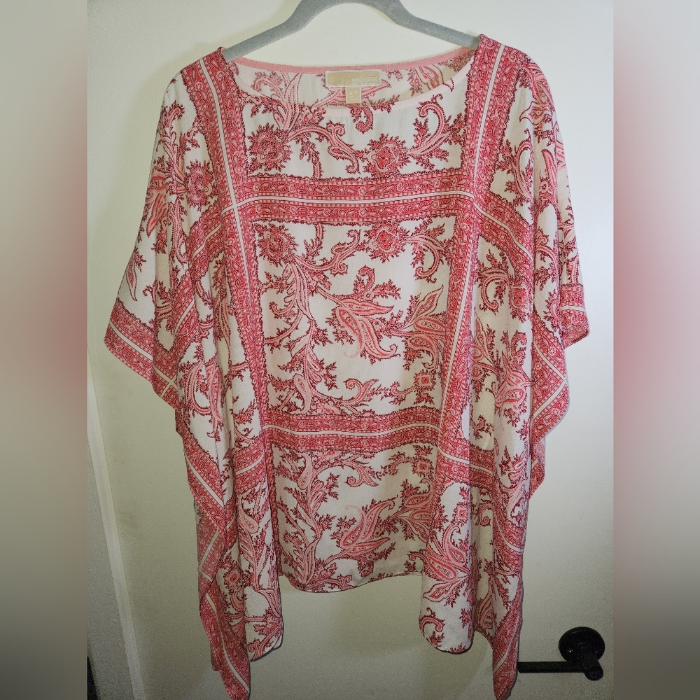 Michael Kors Red Floral Print Blouse S/M